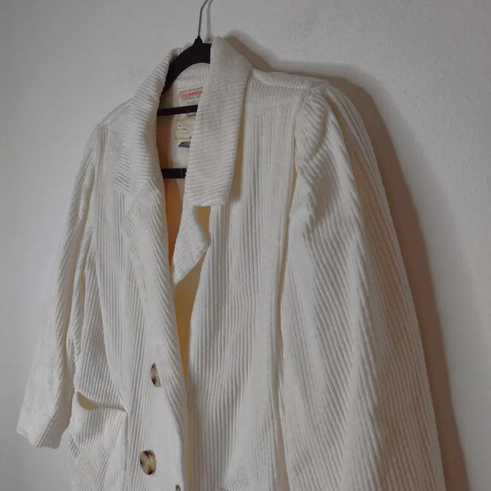 NWOT Anthropologie Cartonnier Women's White/Corduroy Blazer Size XXSP